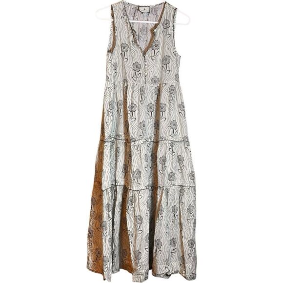Tuckernuck Sleeveless Tiered Floral Maxi Dress Cream and Black Size XS 📦 - Picture 10 of 10
